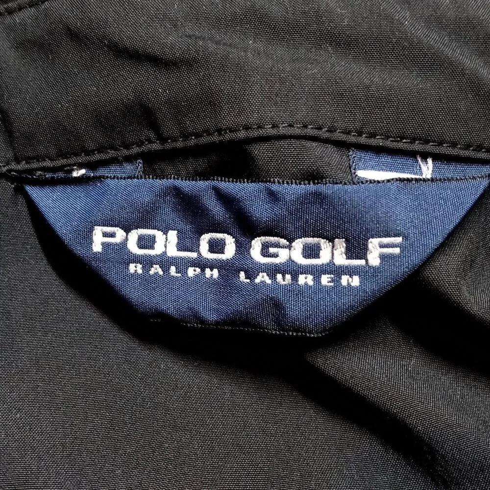 Vintage Polo Golf Ralph Lauren 1/4 Zip Windbreaker Jacket Size XL Black Pullover